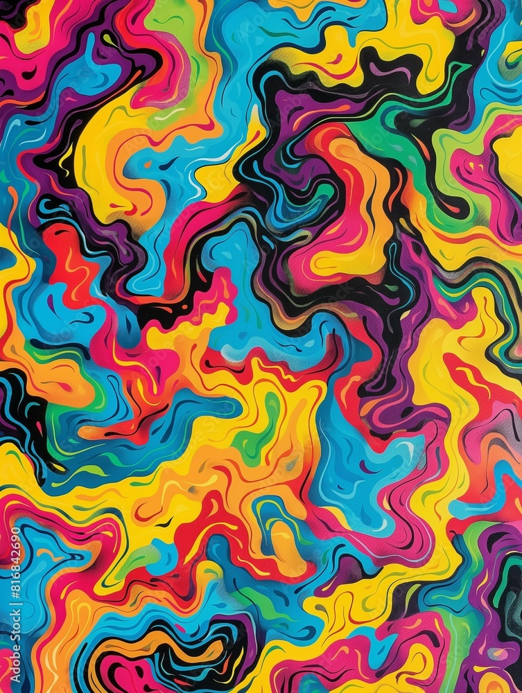Vivid colorful abstract wave pattern psychedelic, thin lines, high definition Vivid colorful abstract wave pattern psychedelic, thin lines, high definition