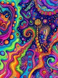 Vivid colorful mandala abstract pattern psychedelic, thin lines, high definition