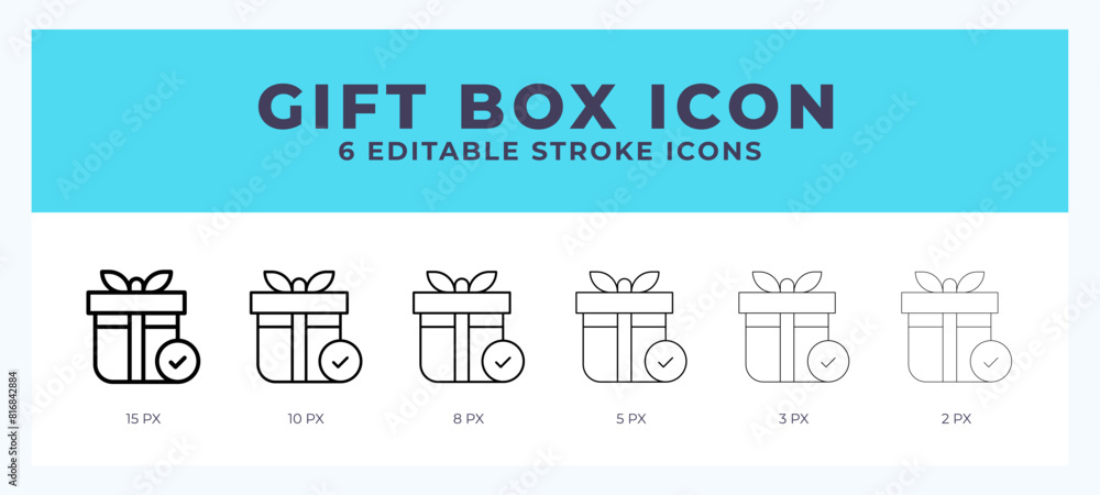 Gift box icon illustration vector with editable stroke. Gift box icon illustration vector with editable stroke.