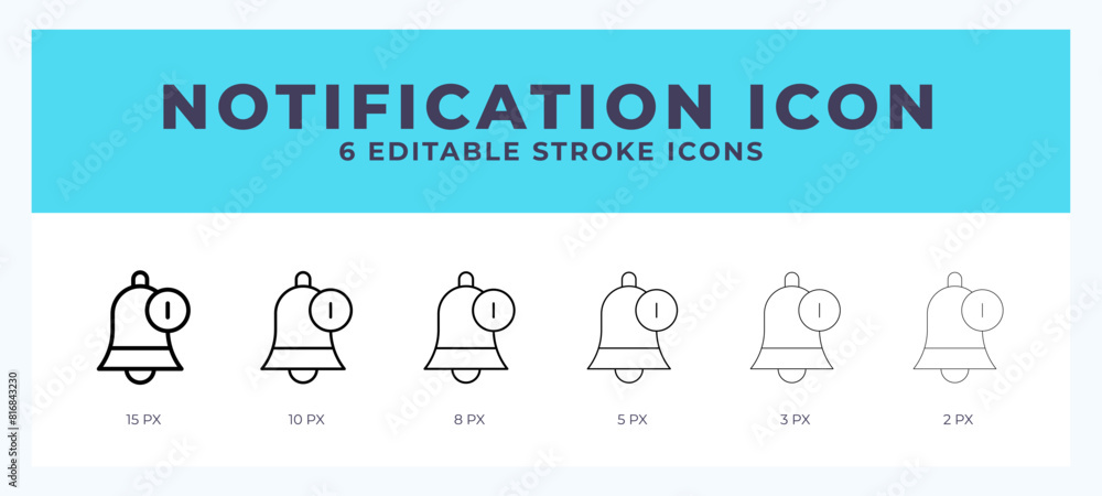 Notification line icon illustrations with editable strokes. Notification line icon illustrations with editable strokes.