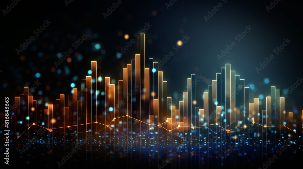 Dynamic market chart illustrating business growth and profit surge: investment and financial data visualization with stock graph background.
Dynamic market chart illustrating business growth and profit surge: investment and financial data visualization with stock graph background.