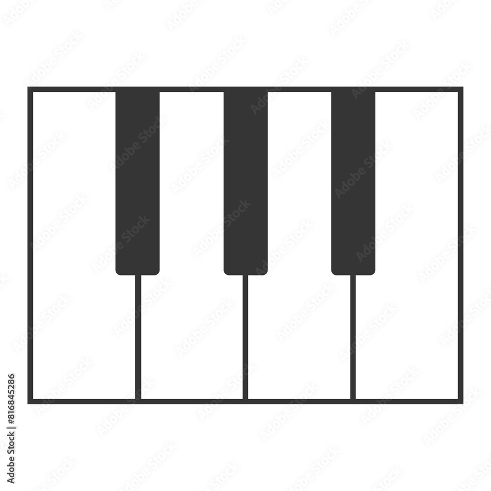 Piano keyboard icon with black and white key in classical music score concept. Piano keyboard icon with black and white key in classical music score concept.