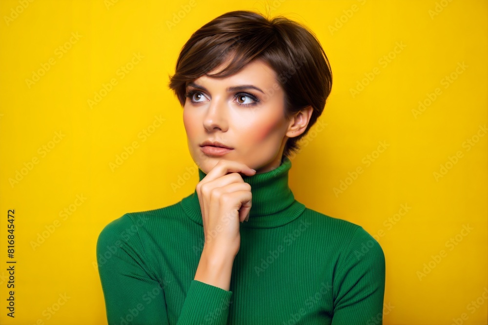 young beautiful woman standing over yellow background thinking looking confident with bored with problems young beautiful woman standing over yellow background thinking looking confident with bored with problems