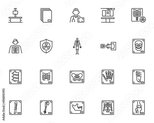 X-ray examination line icons set