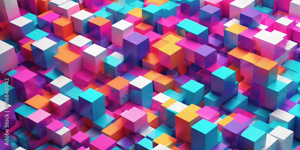 Colorful bright 3d cubes abstract background Colorful bright 3d cubes abstract background