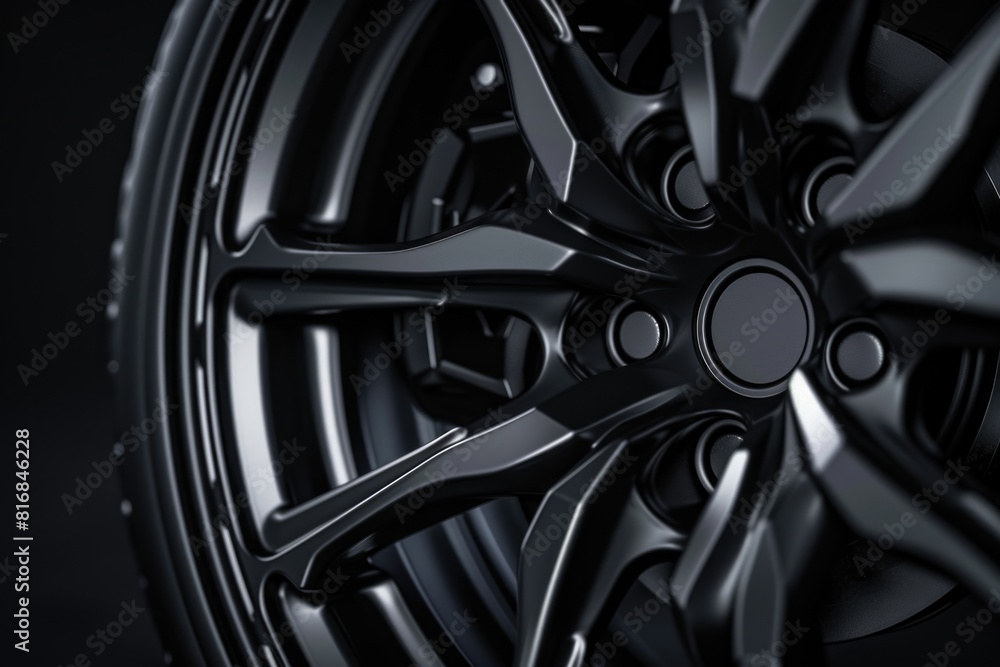 Detailed view of a car wheel, perfect for automotive industry use