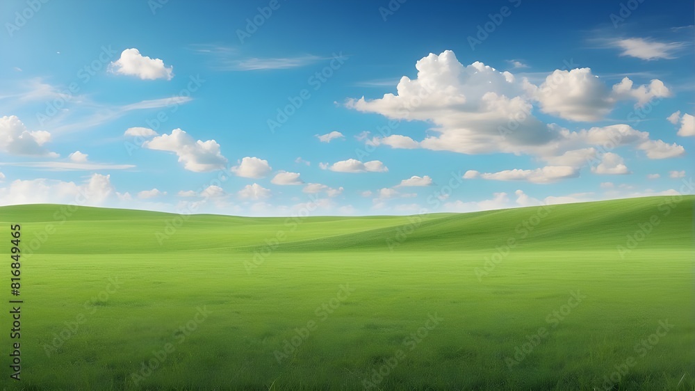 A field with blue skies and green grass A field with blue skies and green grass