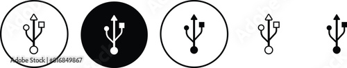Usb icon set, Flash disk sign and symbol. flash drive sign icon in modern flat design isolated on transparent background, computer universal connectors: micro, lightning, for mobile phone connector
