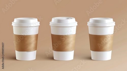 mockups of blank brown container with lid for latte mocha cappuccino drinks