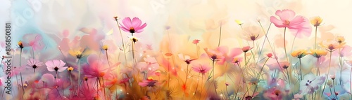 Vibrant Watercolor Wildflowers with Transparency and Vivid Colors