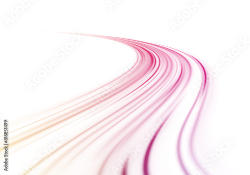 PNG. High speed effect motion blur night lights. Abstract technology light lines background 3d. Long time exposure. Vector	