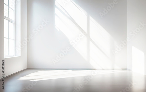 Room interior empty space background mock up  sunlight and shadows room walls  cozy summer warm room with sunlight