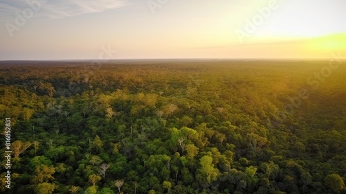 Beautiful sunrise in the mountains with green scenery