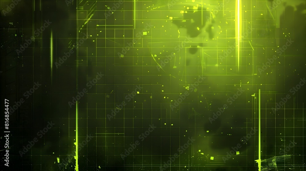 Fototapeta premium Futuristic Digital Technology Interface with Glowing Green Grid Patterns
