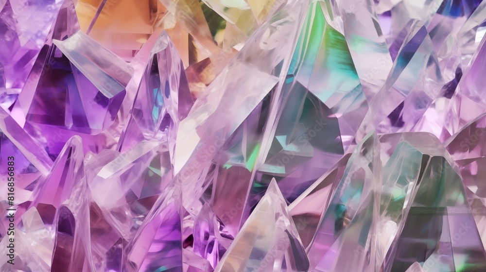 Vibrant Collection of Polished, Colorful, Multifaceted Crystals and Gemstones with Iridescent holographic neon Reflections. Vibrant Collection of Polished, Colorful, Multifaceted Crystals and Gemstones with Iridescent holographic neon Reflections.