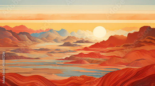 mountains landform minimalist illustration background poster decorative painting 