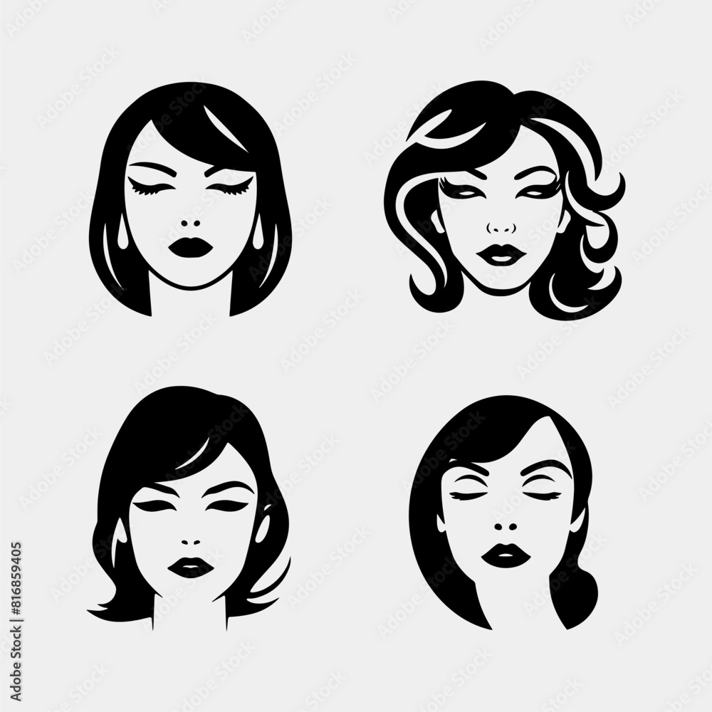 set of female portraits. vector illustration set of female portraits. vector illustration