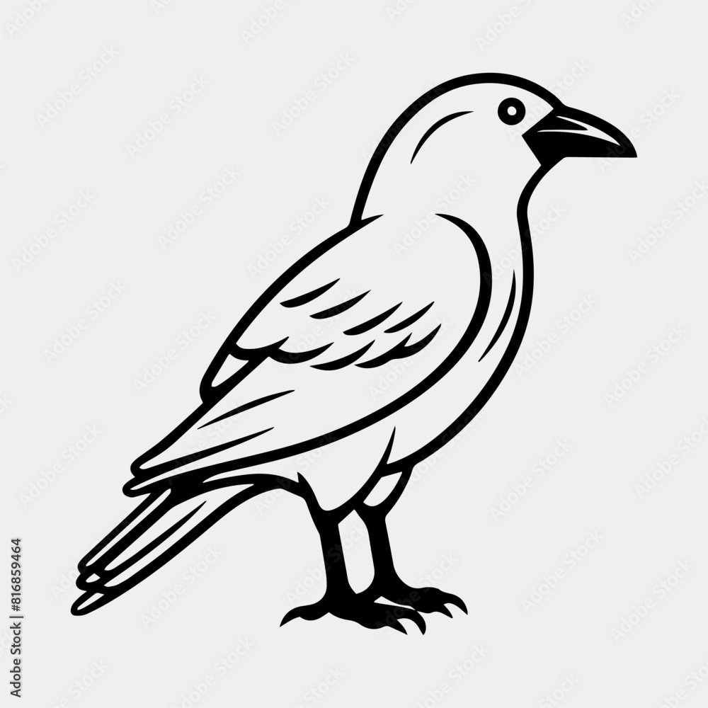 Fototapeta premium vector illustration of bird icon, isolated, black and white