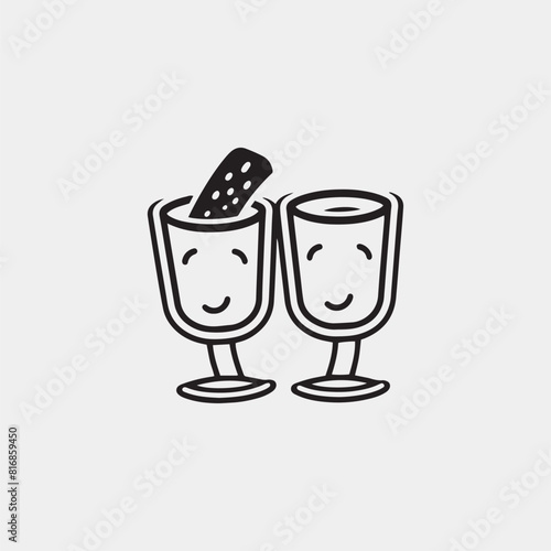 champagne and cocktail line icon. linear style