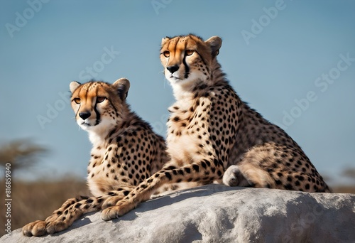 Wallpaper Mural Cheetah's sitting on a rock in the sun Torontodigital.ca