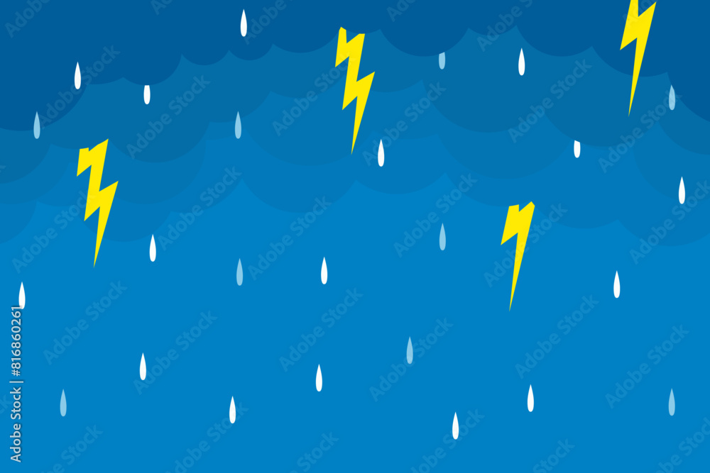 Naklejka premium flat clouds with falling rain background illustration