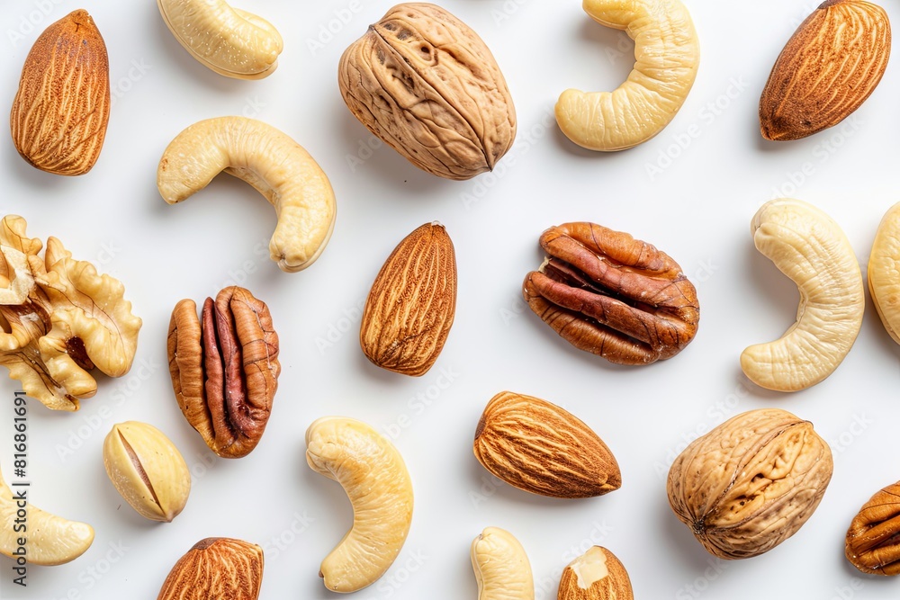 Assorted nuts collection isolated on a white background Assorted nuts collection isolated on a white background