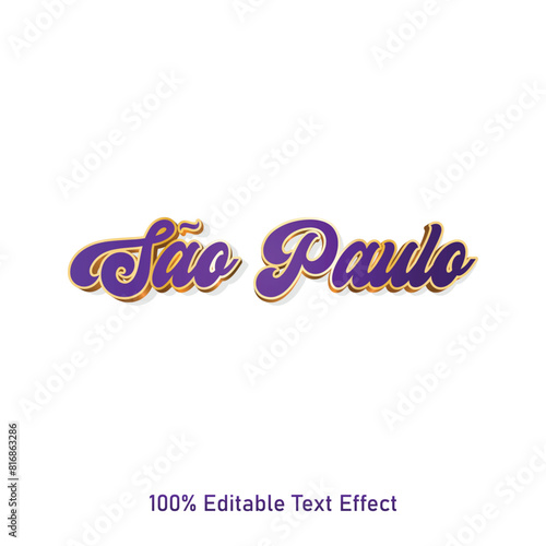 S  o Paulo text effect vector. Editable college t-shirt design printable text effect vector