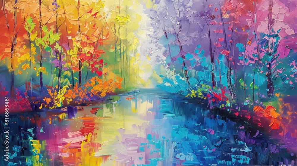 Impressionist painting of vibrant colors on canvas