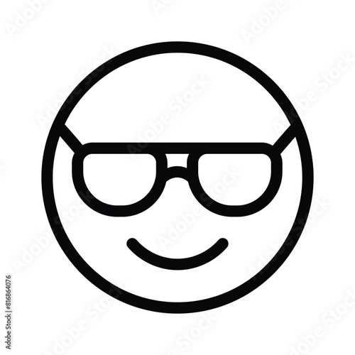 Glasses on emoji face showing concept icon of cool emoji, proud emoji