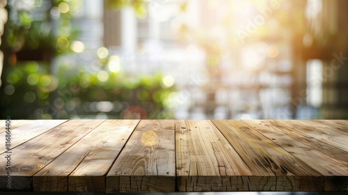 Wooden Table Against Blurred Background