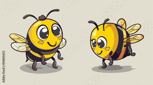 Cute bee character cartoon vector style vector