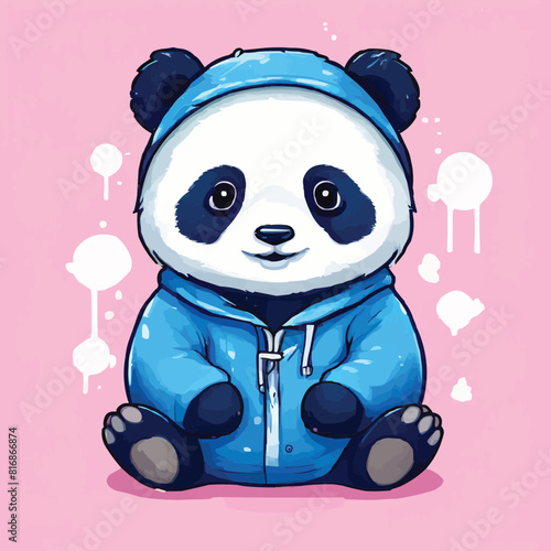 Cute panda customized vector illustration colors art