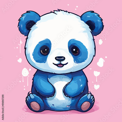 Cute panda customized vector illustration colors art