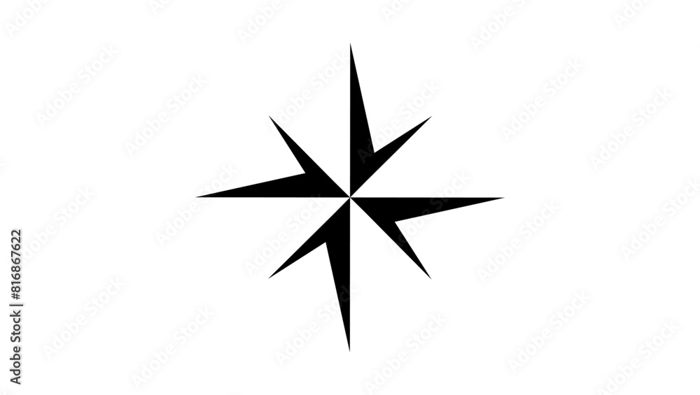 Fototapeta premium Compass Wind Rose emblem, black isolated silhouette