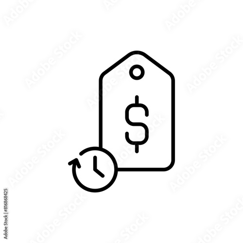 Pay later outline icons, minimalist vector illustration ,simple transparent graphic element .Isolated on white background