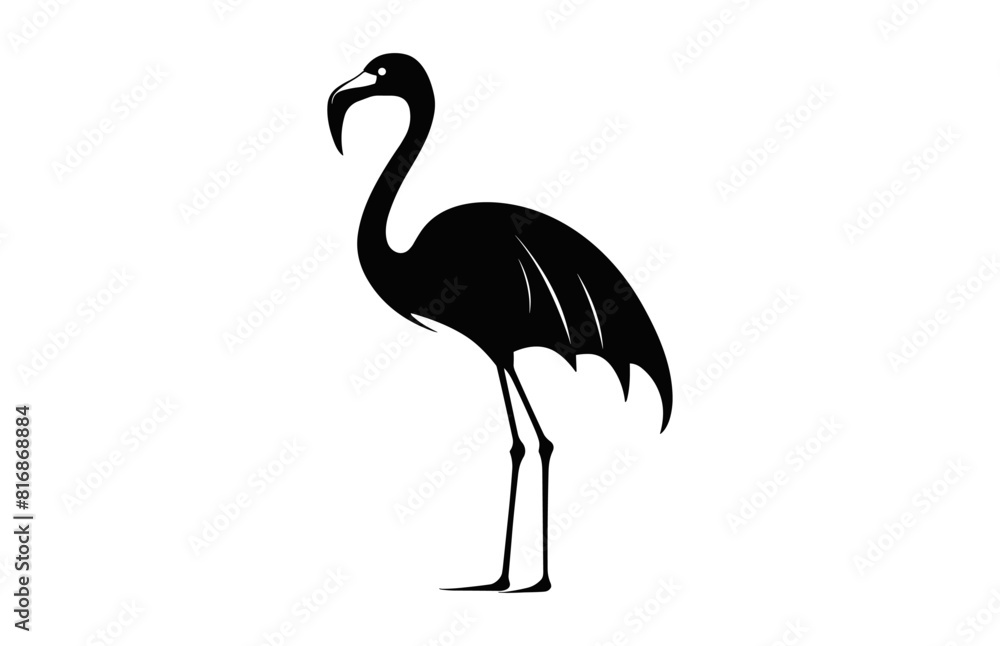 Flamingo bird black Silhouette Clipart, Flamingo Silhouettes Vector art