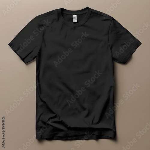 black t-shirt mockup flat lay