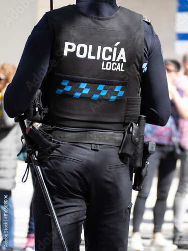 Bilde på lerret Formation of Spanish police squads with the emblem of the Local Police in unif