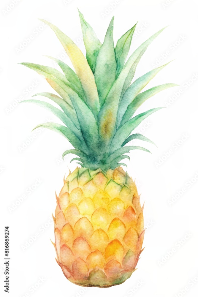 Watercolor Pineapple illustration on white background Watercolor Pineapple illustration on white background