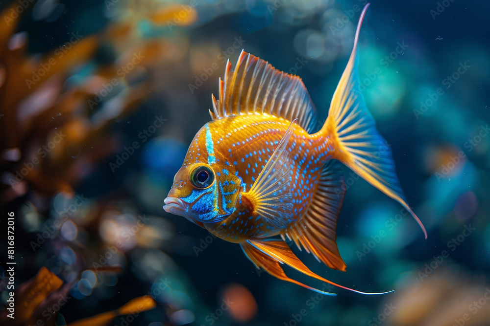Vivid 3D fish with elongated fins, showcased in an amalgamation of Documentary. Vivid 3D fish with elongated fins, showcased in an amalgamation of Documentary.