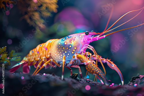 3D vibrant shrimp isolate. © bajita111122