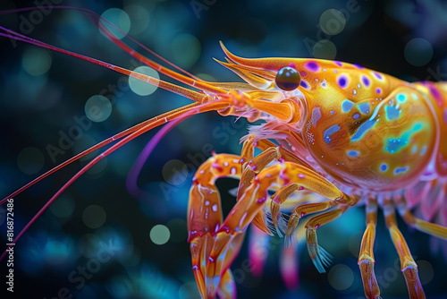 mantis shrimps stand out among the coral reef, showcasing their striking colors and intricate patterns. © bajita111122