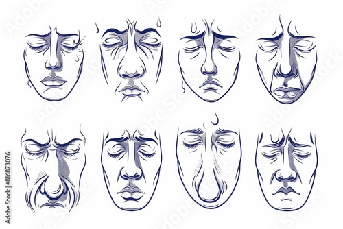 Various faces showing different emotions  suitable for a range of projects
