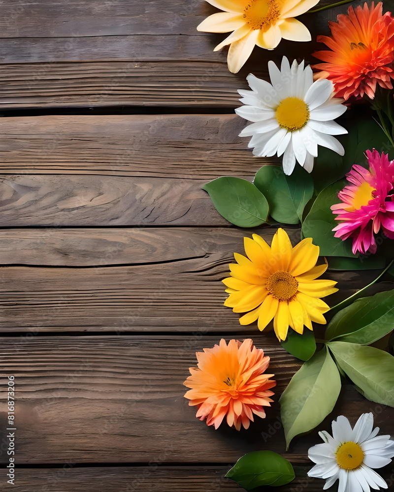 Obraz premium Summer flowers on wooden background