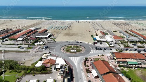 spring aerial view of the marina of Torre del Lago, municipality of Viareggio, in Tuscany