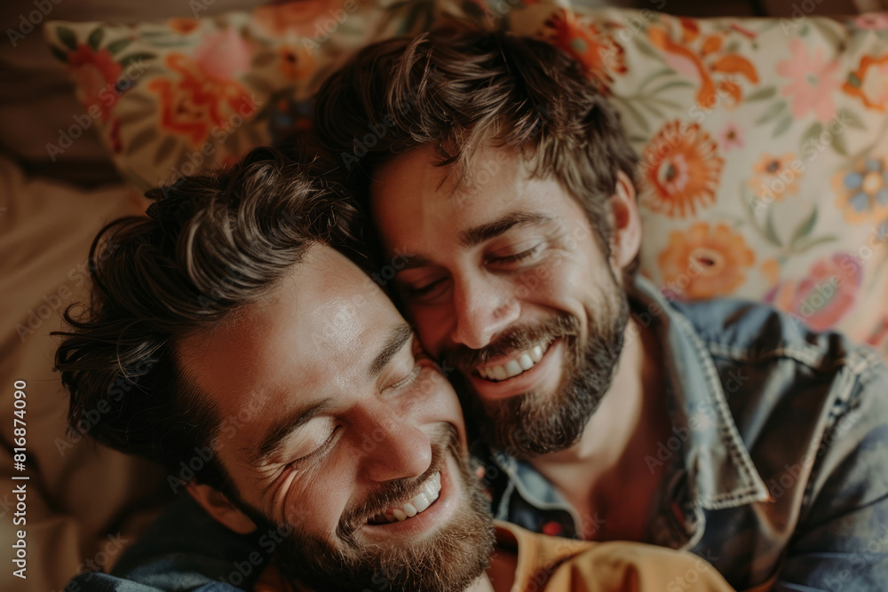 Happy Couple Embracing and Smiling