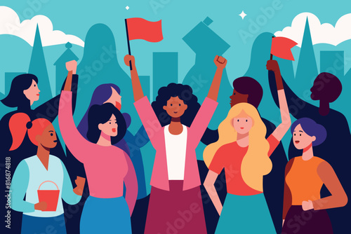 women's revolution. feminists protesting in the metropolis. struggle for justice and equality.
