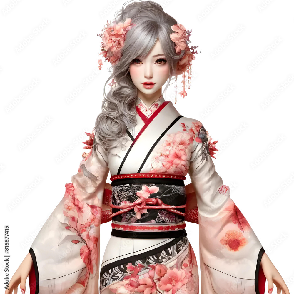 3D woman in Kimono