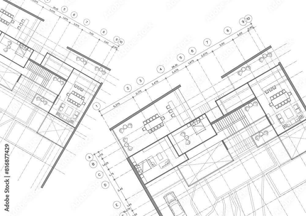 Fototapeta premium Write a blueprint architecture for building.