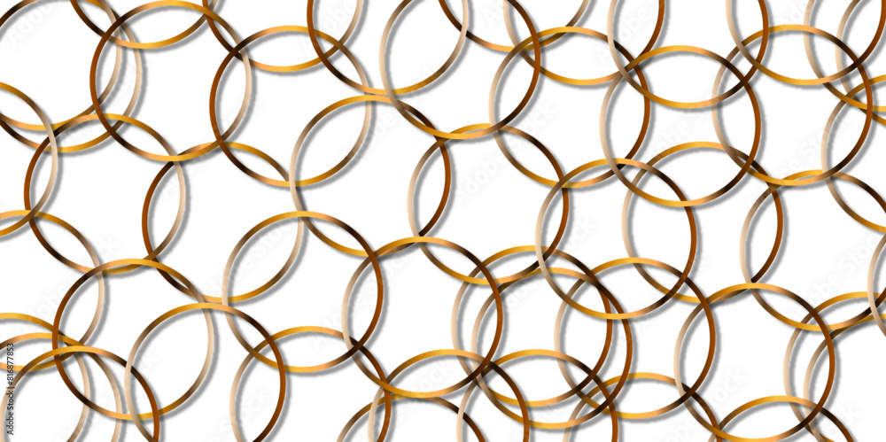 Fototapeta premium Abstract white background circle pattern on banner with shadow. White and golden color technology concept geometric line vector background. 
